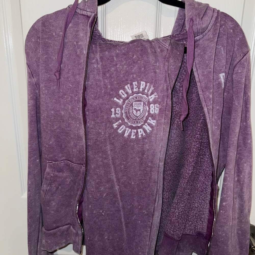 PINK Victoria's Secret Purple Washed Zip Hoodie